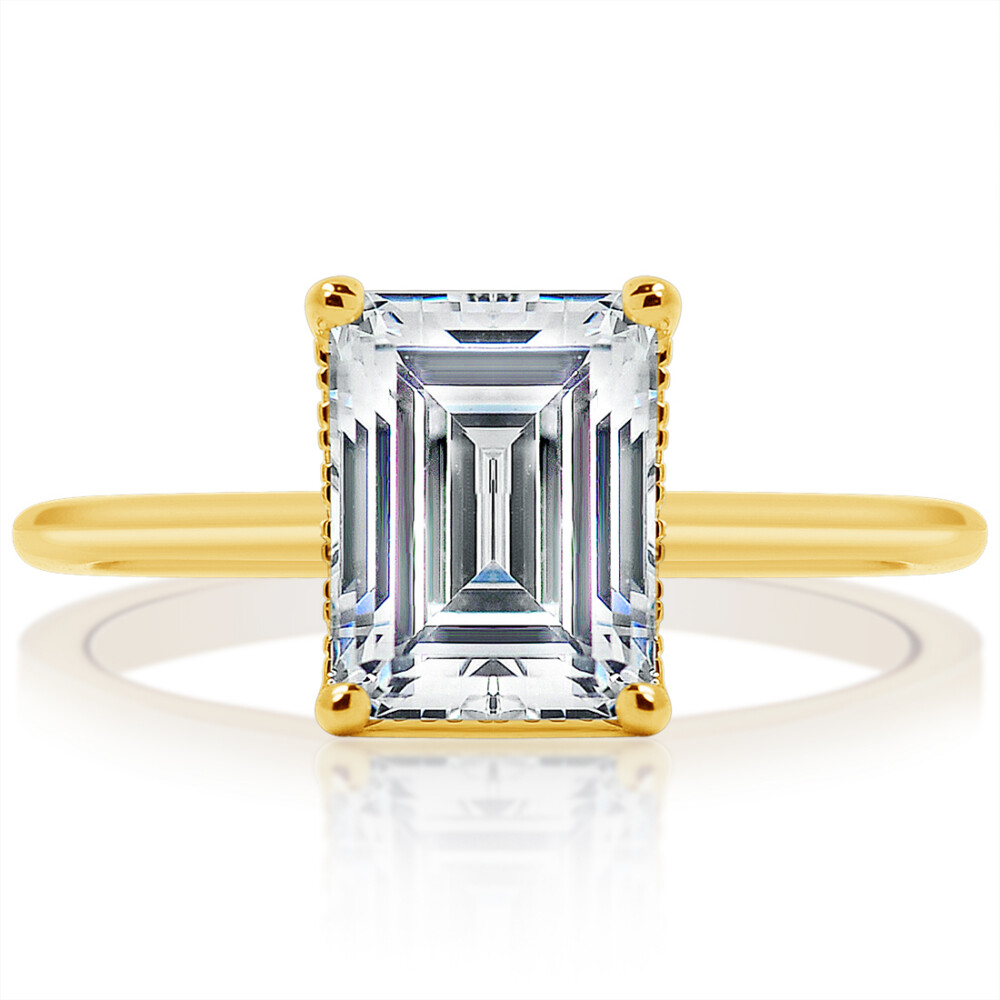 Radiant Diamond Diamond Rail Thin Band Engagement Ring