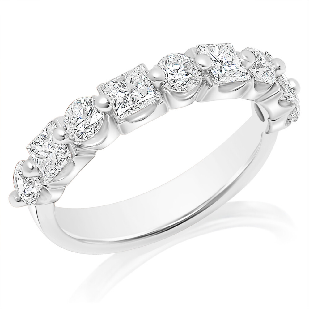 Princess and Round Diamond Wedding Band