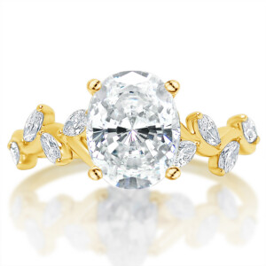 Oval Diamond Marquise Vine Engagement Ring