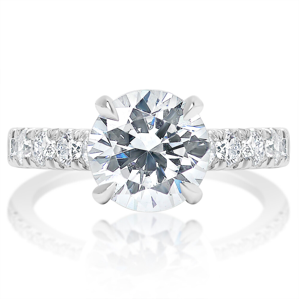 Round Diamond Eagle Claw Large Diamond Band Engagement Ring