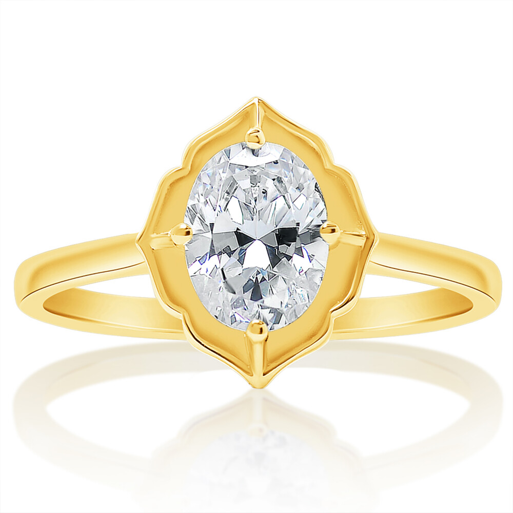 Oval Diamond Gold Halo Engagement Ring