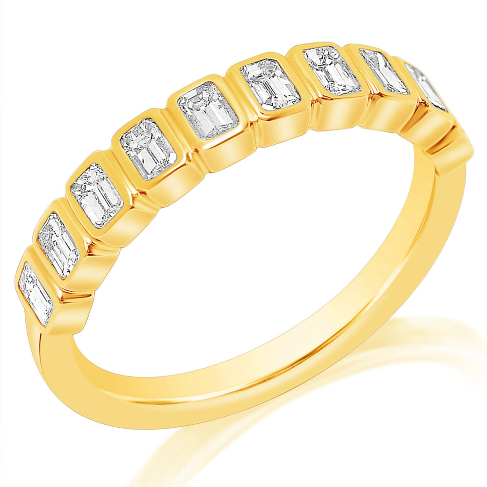 North South Emerald Diamond Bezel Band
