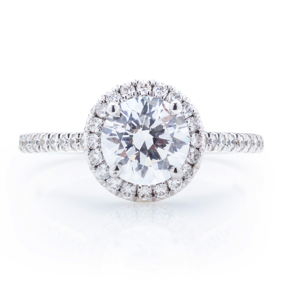 Round Halo Diamond Bridge Engagement Ring
