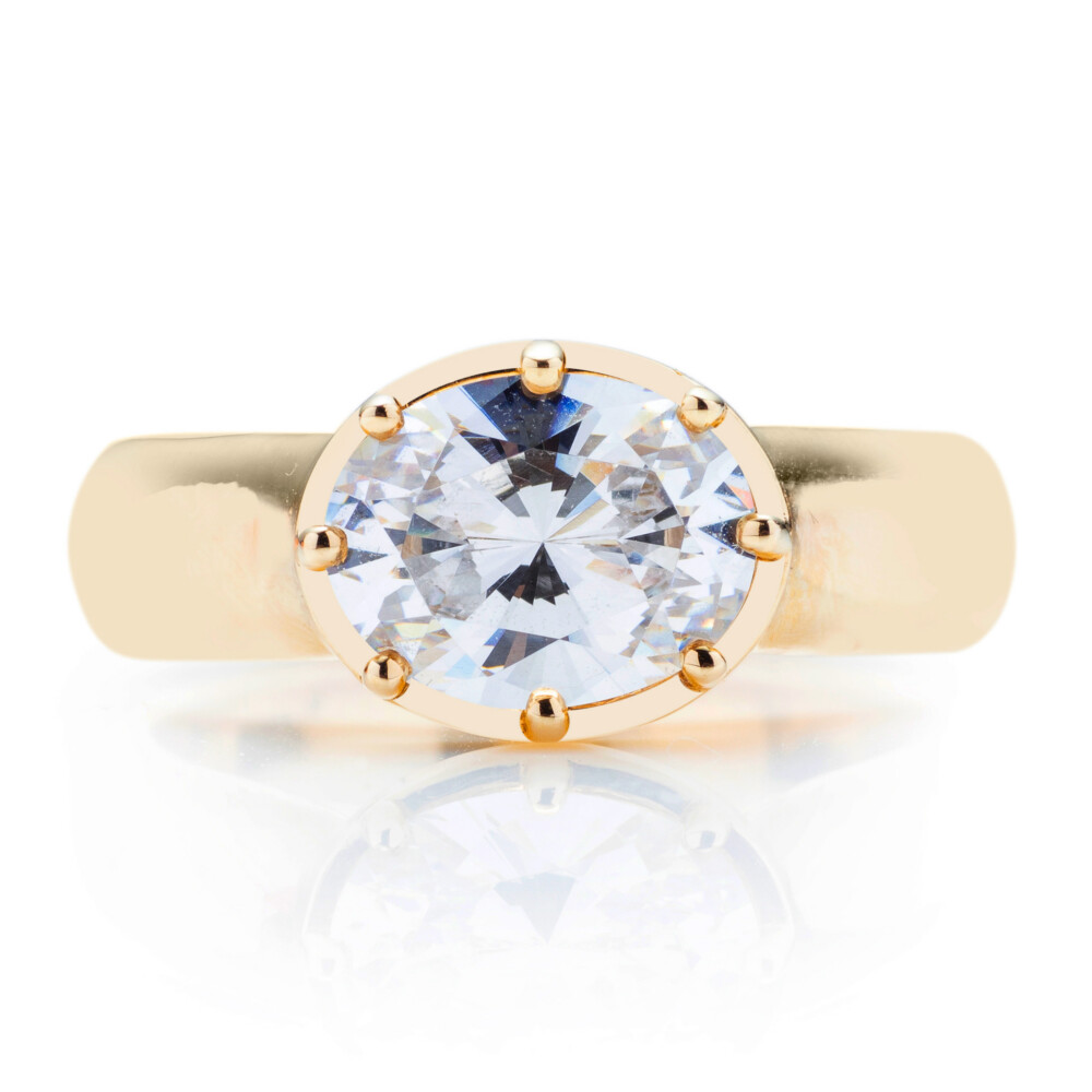 Eight Prong East West Oval Diamond Engagement Ring