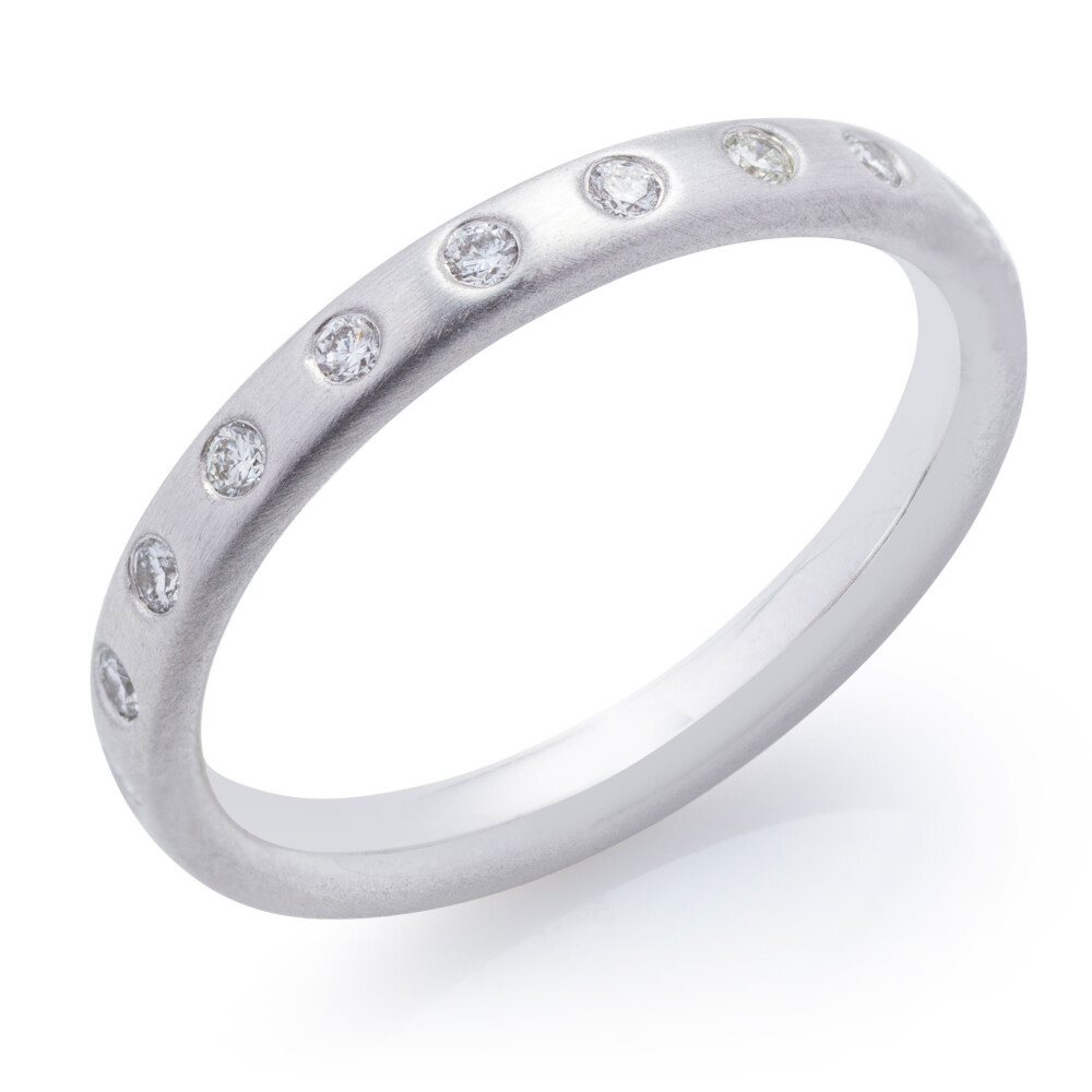 Burnished Diamond Sandblast Eternity Band