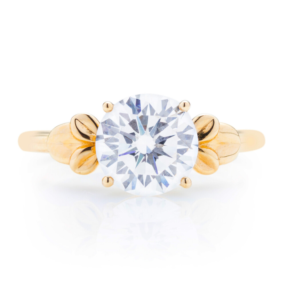 Round Diamond Leaf Cluster Engagement Ring