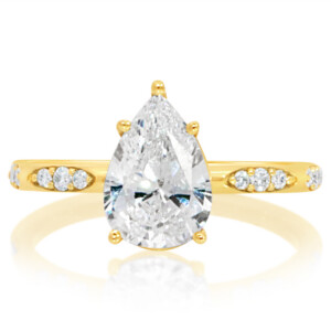 Triple Diamond Inset Shank Engagement Ring