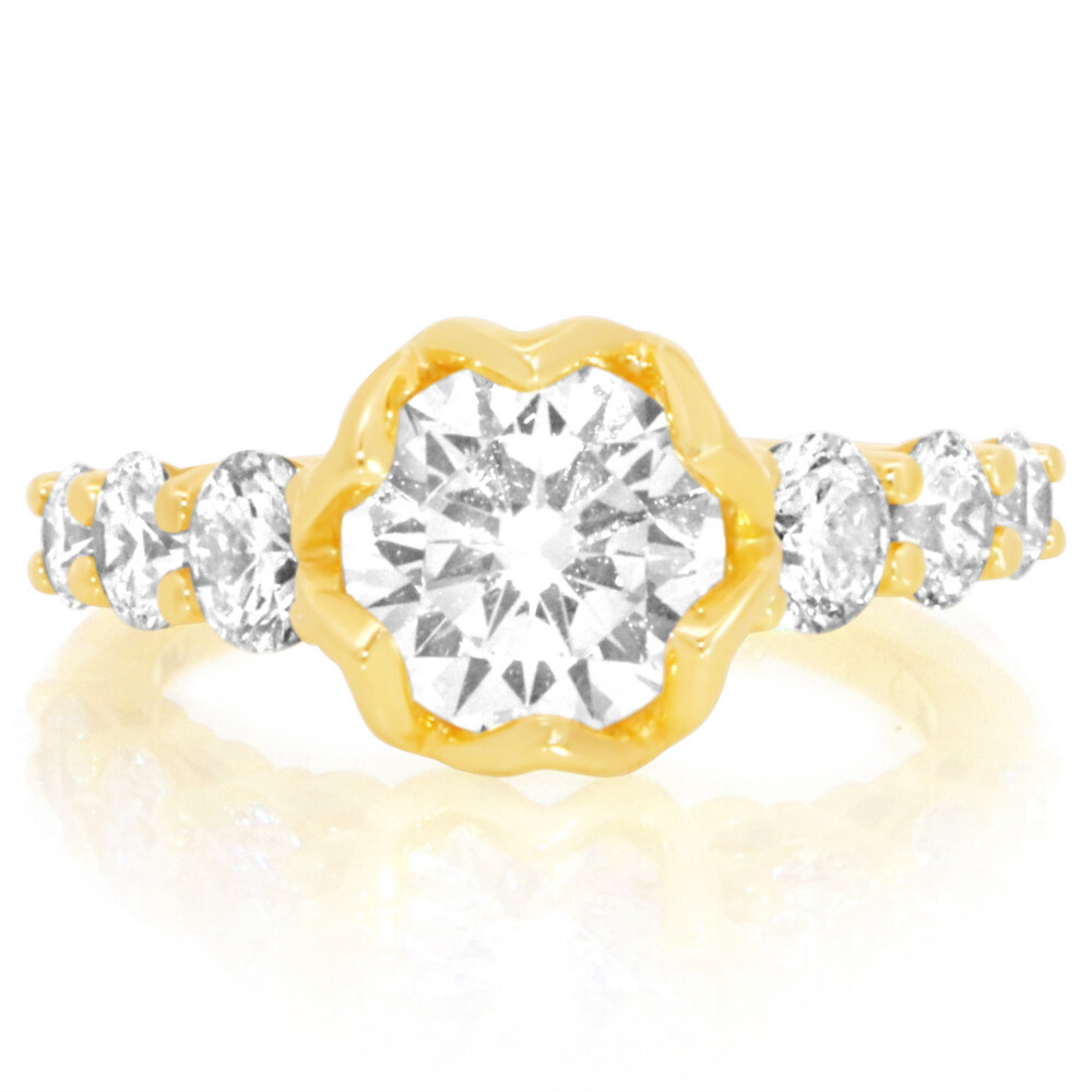 Tulip Head Graduated Shank Engagement Ring