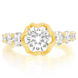 Tulip Head Graduated Shank Engagement Ring