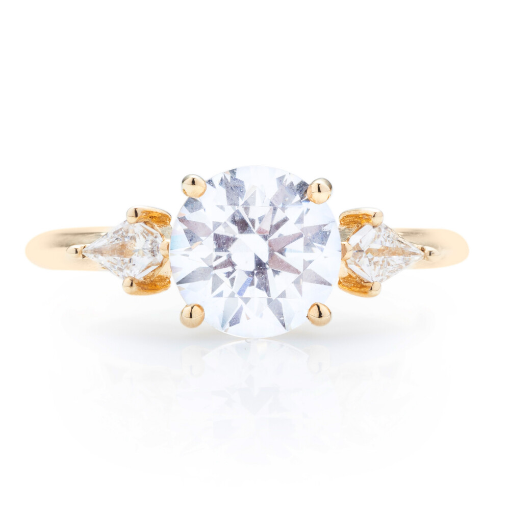 Kite Diamond Three Stone Engagement Ring