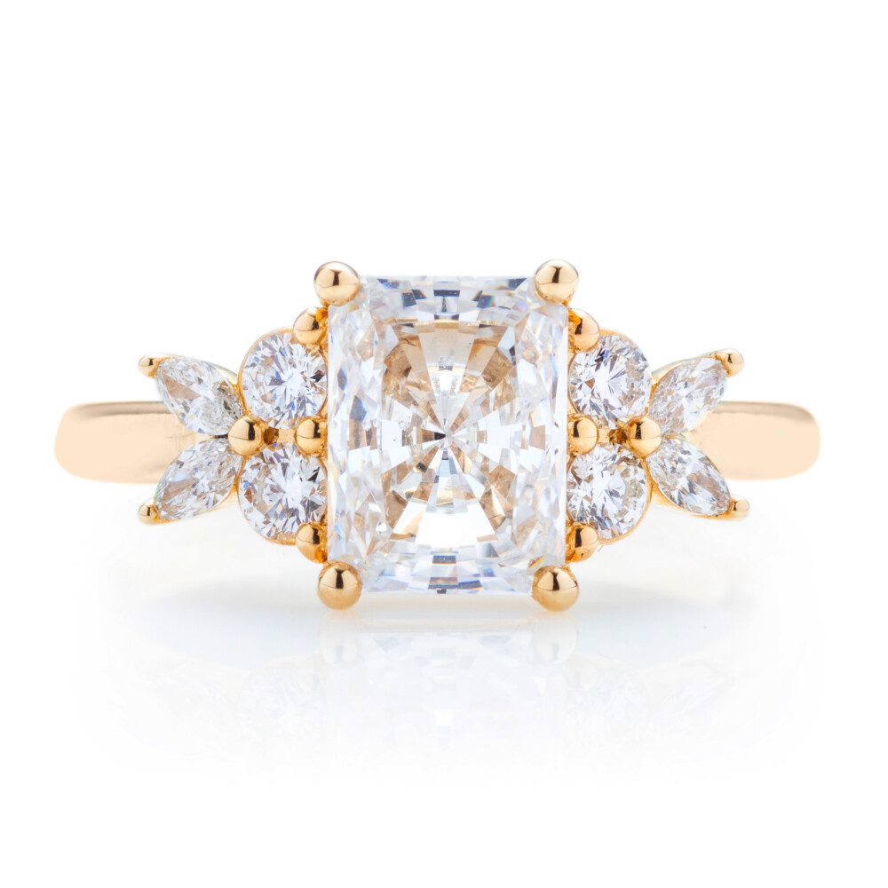 Radiant Marquise and Round Cluster Engagement Ring