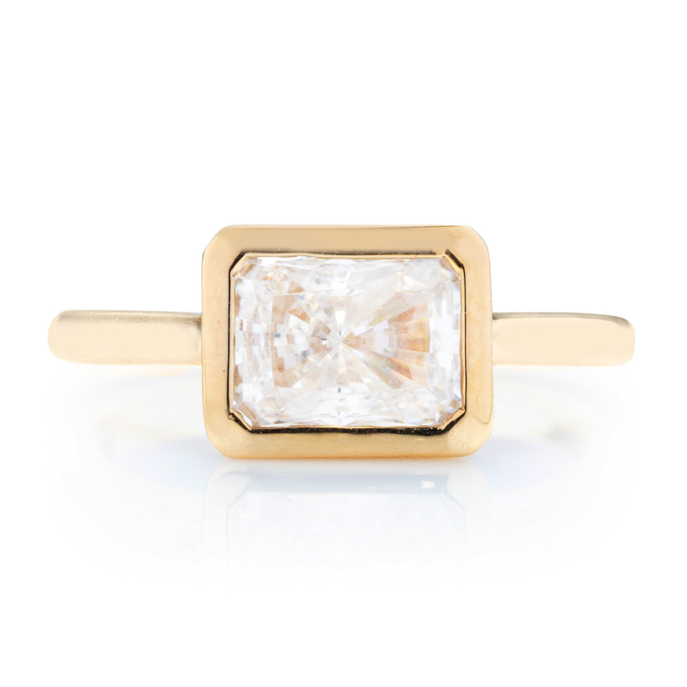 Radiant Diamond East-West Bezel Engagement Ring