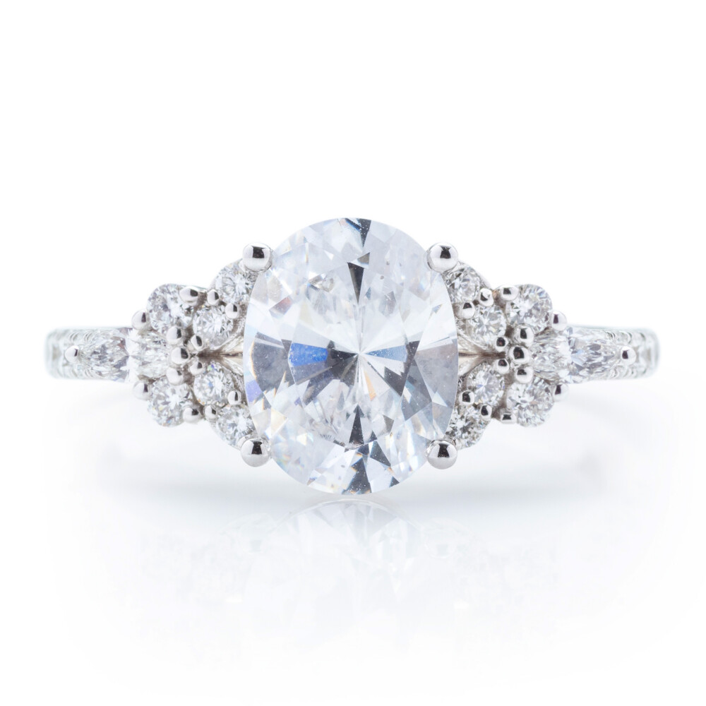 Oval Cluster Engagement Ring