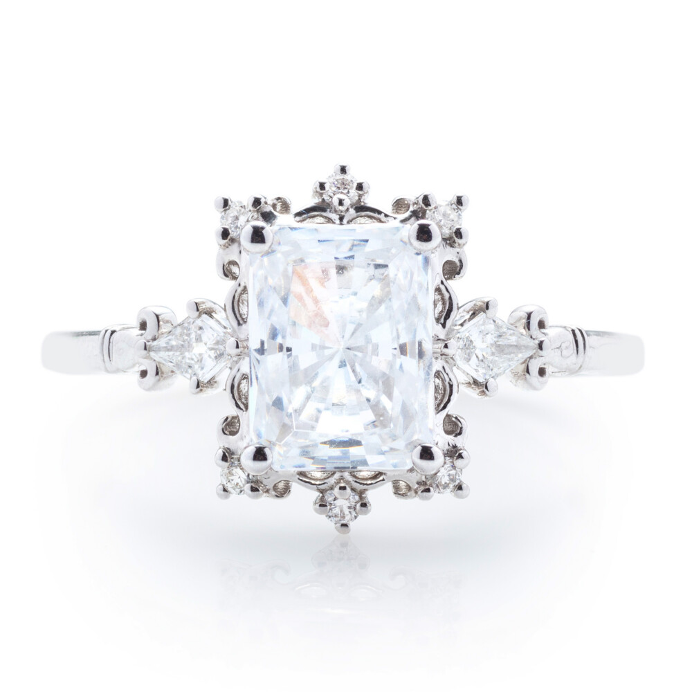 Radiant Filigree Design Engagement Ring