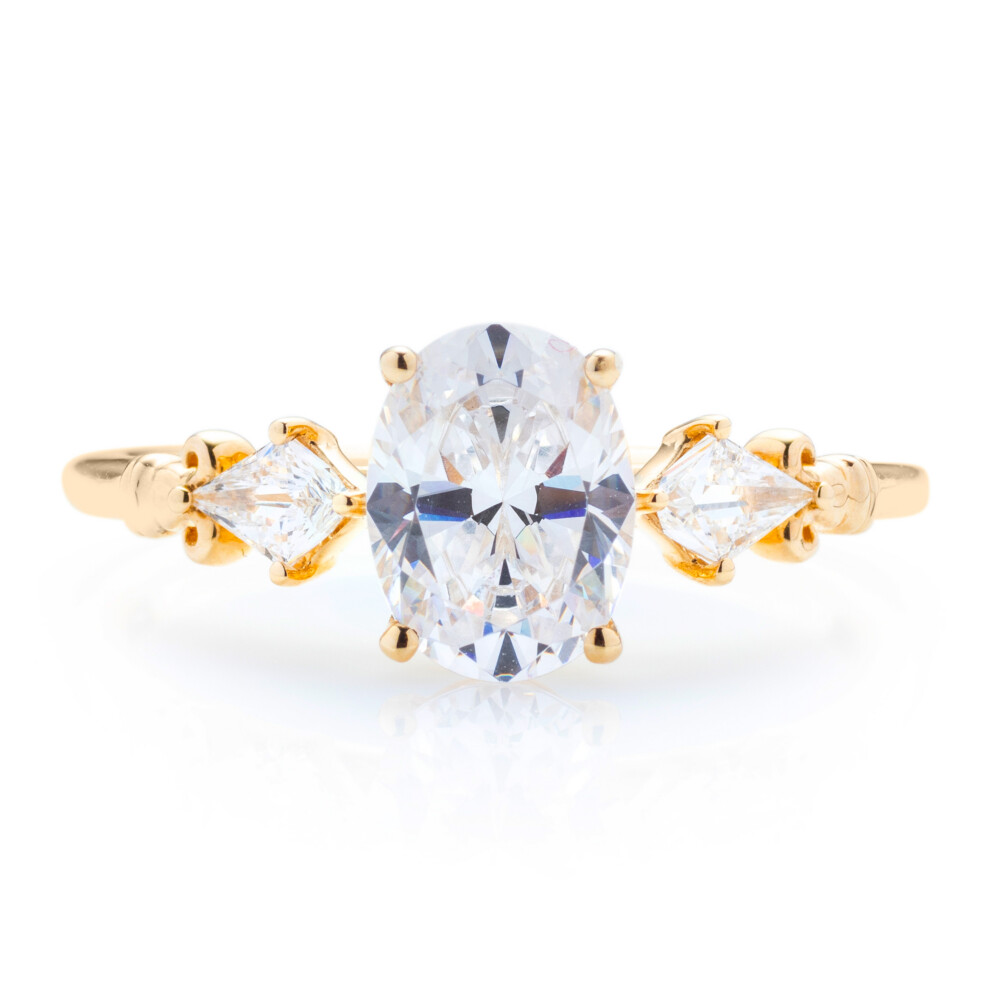 Fleur-de-lis Design Three Stone Engagement Ring
