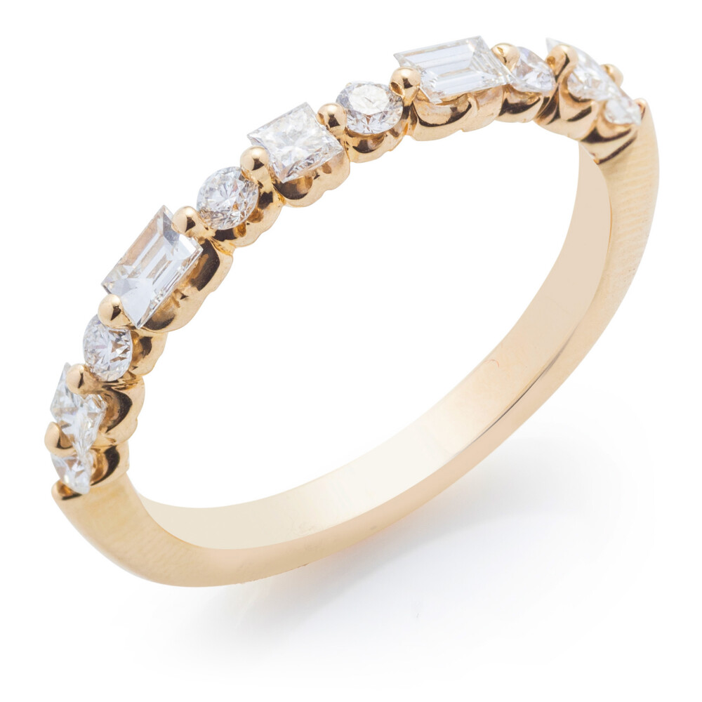 Princess, Round, and Baguette Single Prong Halfway Band