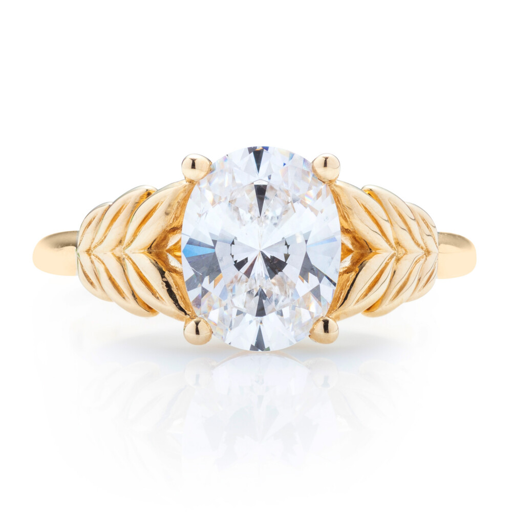 Gold Vine Design Solitaire Engagement Ring