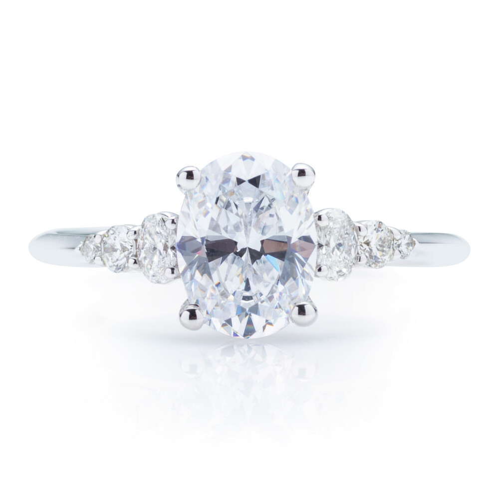 Oval and Round Seven Stone Engagement Ring