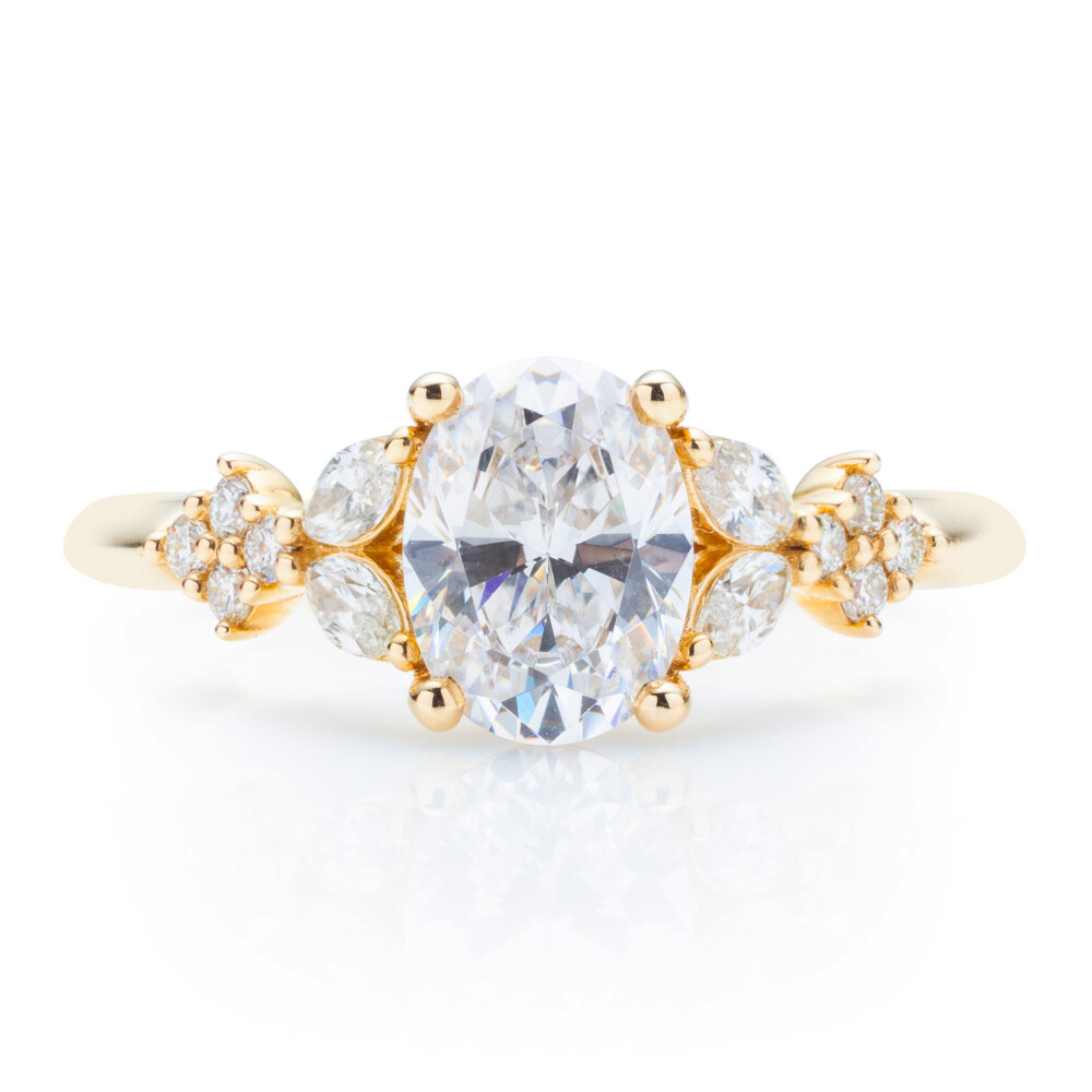 Marquise Split Shank Diamond Cluster Engagement Ring
