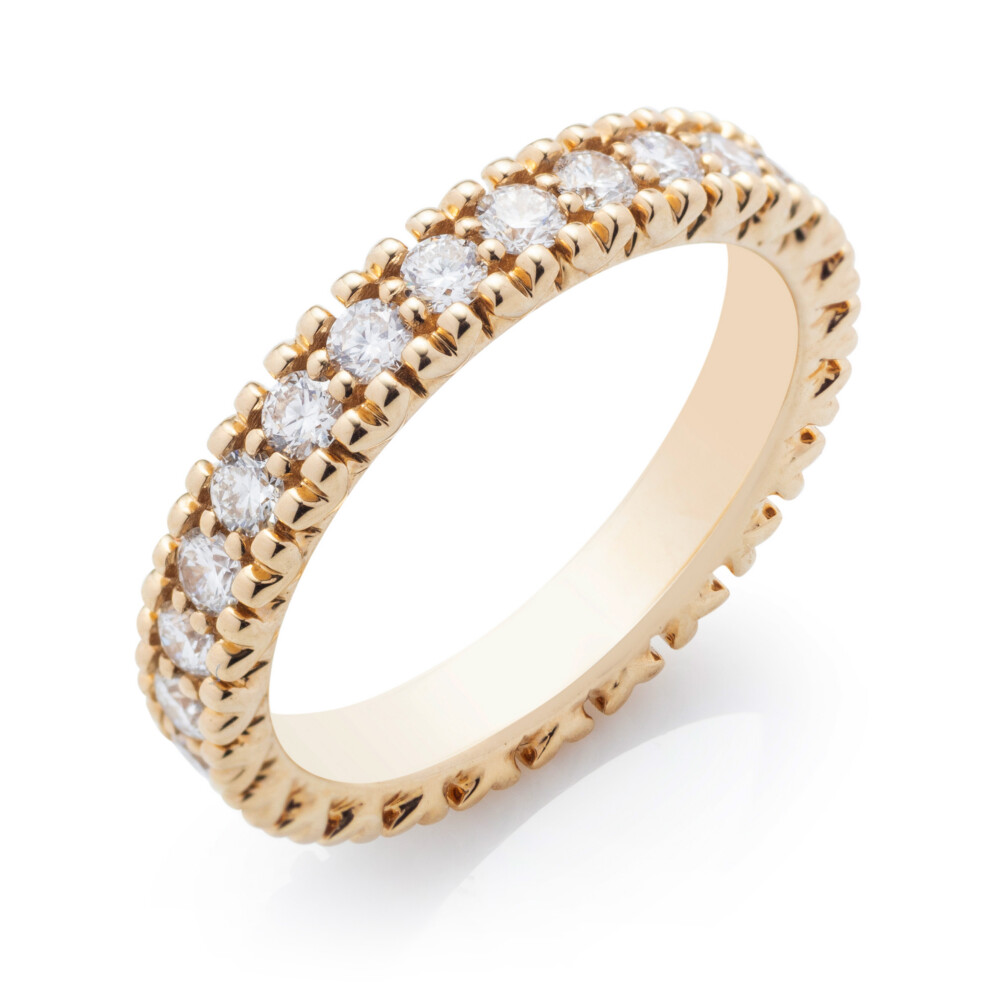 Round Diamond Bead Prong Eternity Band