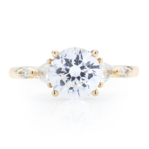 Trillion and Round Five Stone Engagement Ring