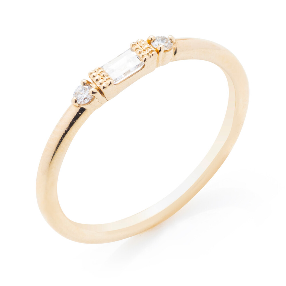 Baguette and Round Three Stone Band