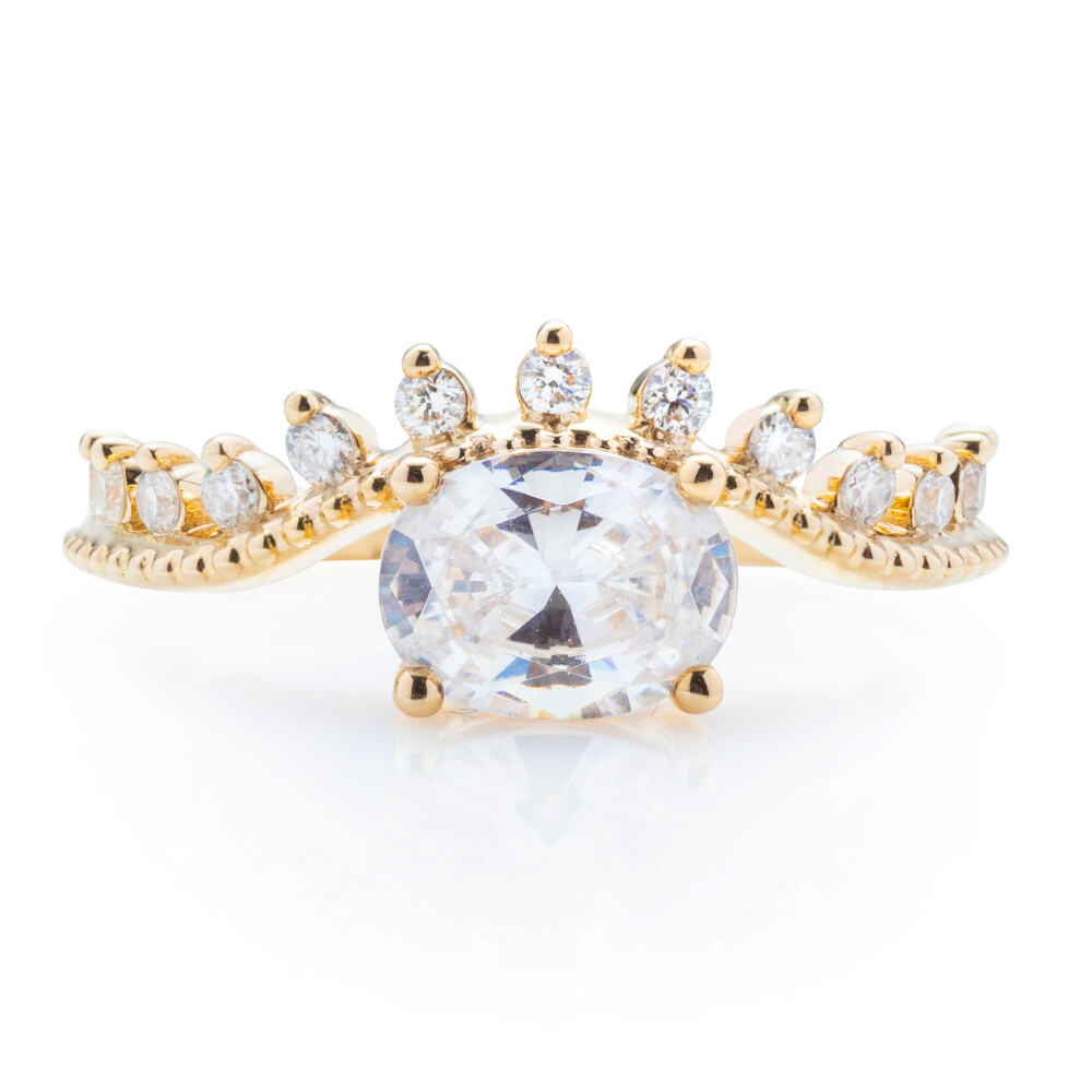 Curved Diamond Edge Engagement Ring