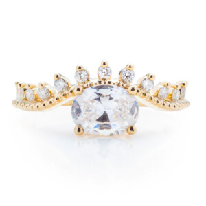 Curved Diamond Edge Engagement Ring