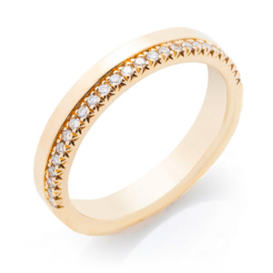 Thin Solid Metal and Diamond Wedding Band