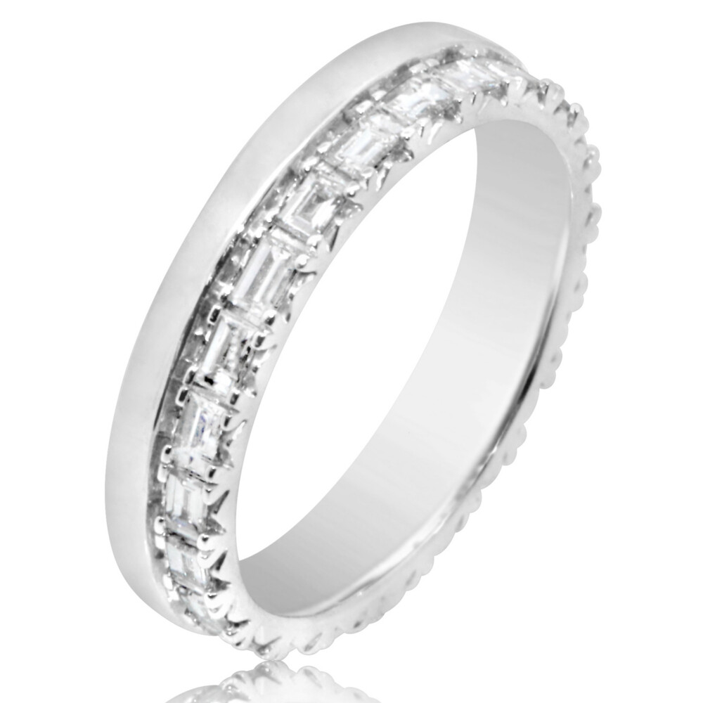 Baguette and Solid Metal Double Ring