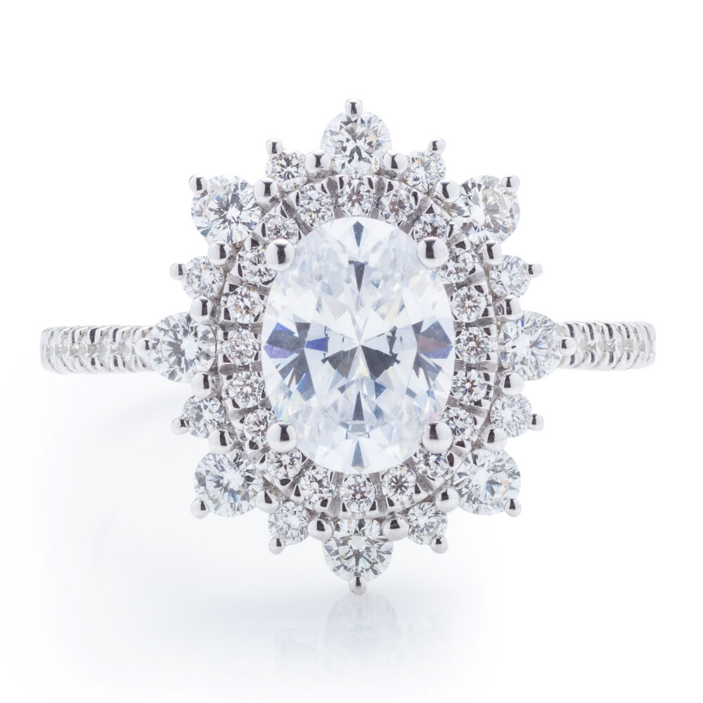 Oval Diamond Double Halo Engagement Ring