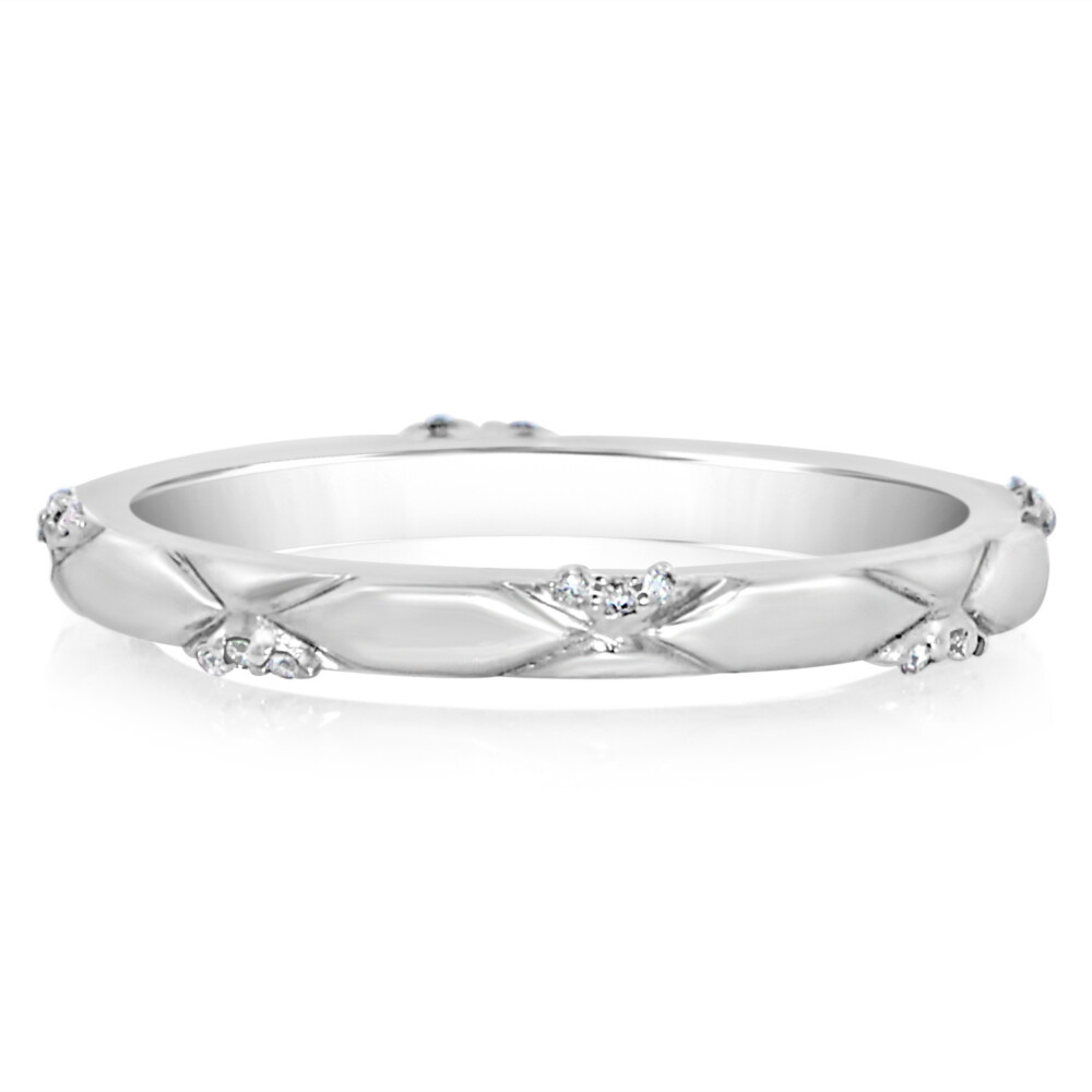 Quilted Diamond Accent Suede Finish Ring
