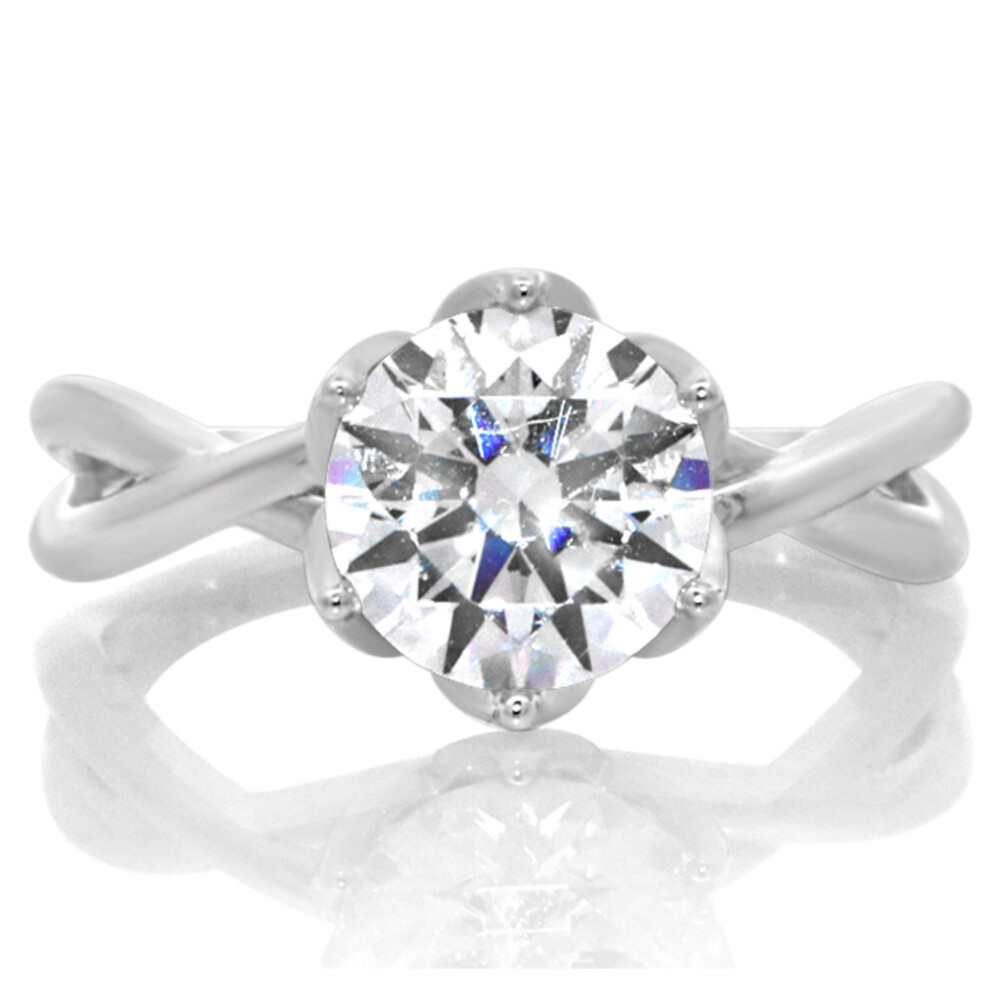 Tulip Head Twist Shank Engagement Ring