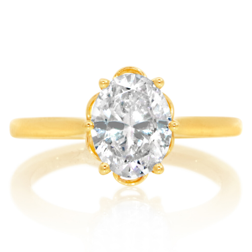 Oval Floral Halo Surprise Diamond Engagement Ring
