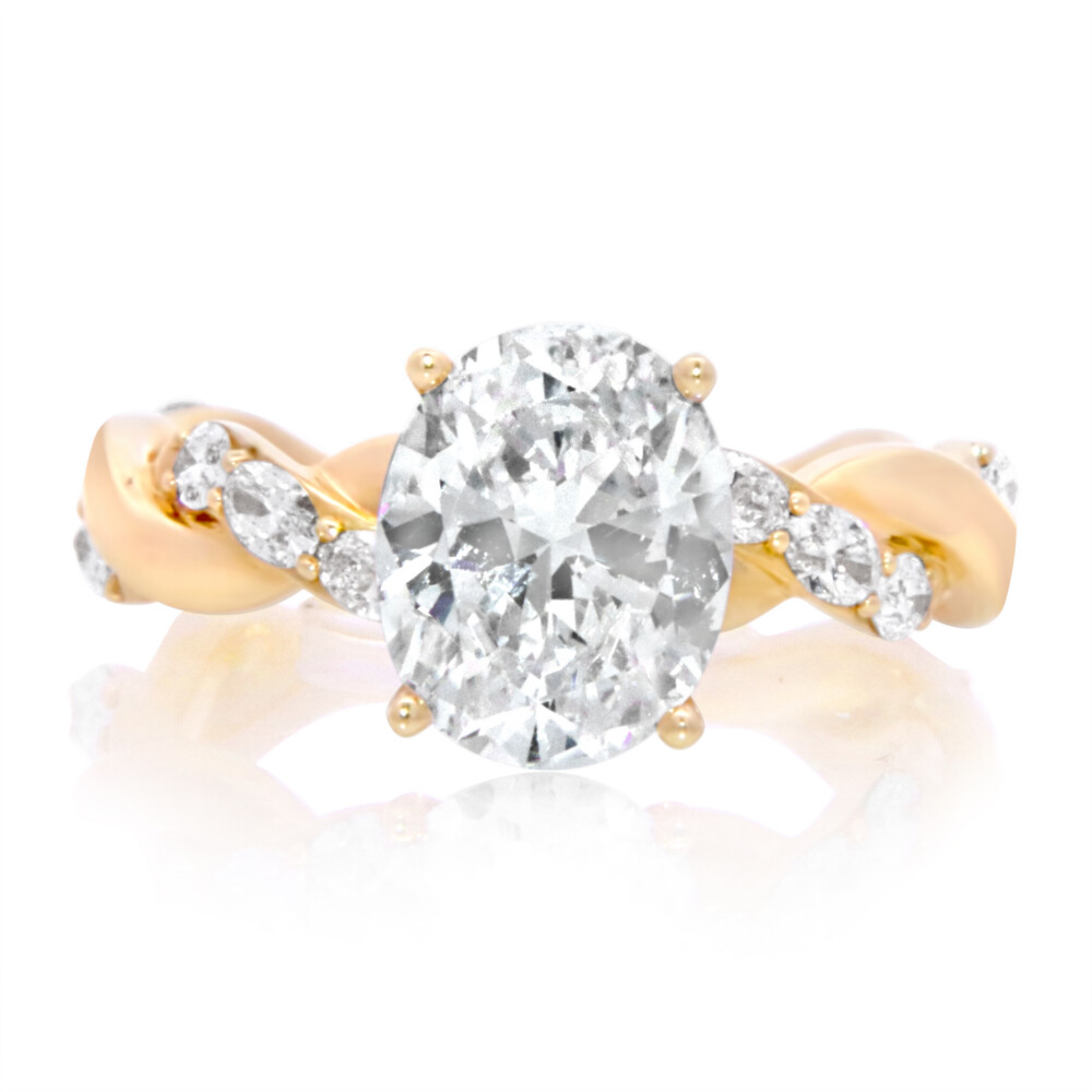 Oval Diamond Classic Twist Band Engagement Ring