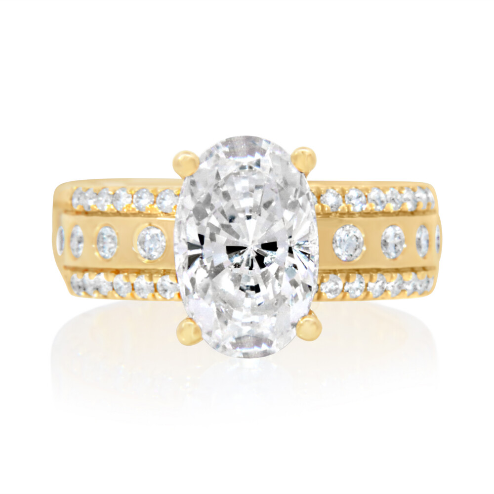 Split Prong and Bunished Diamond Shank Engagement Ring