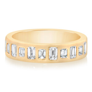 Alternating Size Emerald Diamond Cigar Band