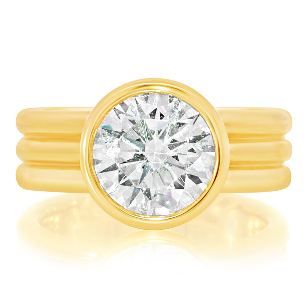 Bezel Triple Row Cigar Band Engagement Ring