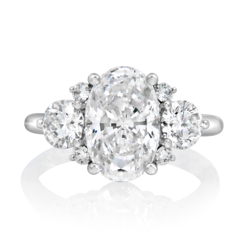 Oval Shank Hidden Halo Engagement Ring