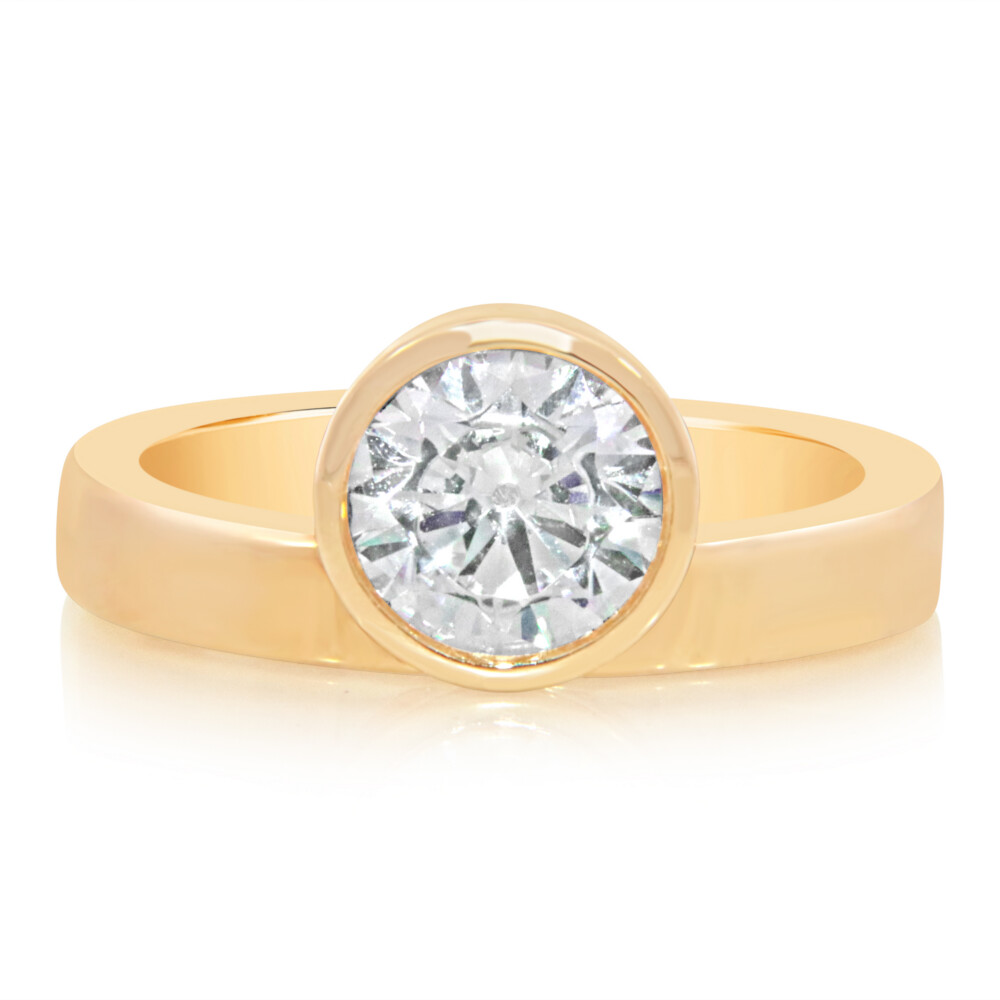 Round Diamond Bezel Off-set Engagement Ring