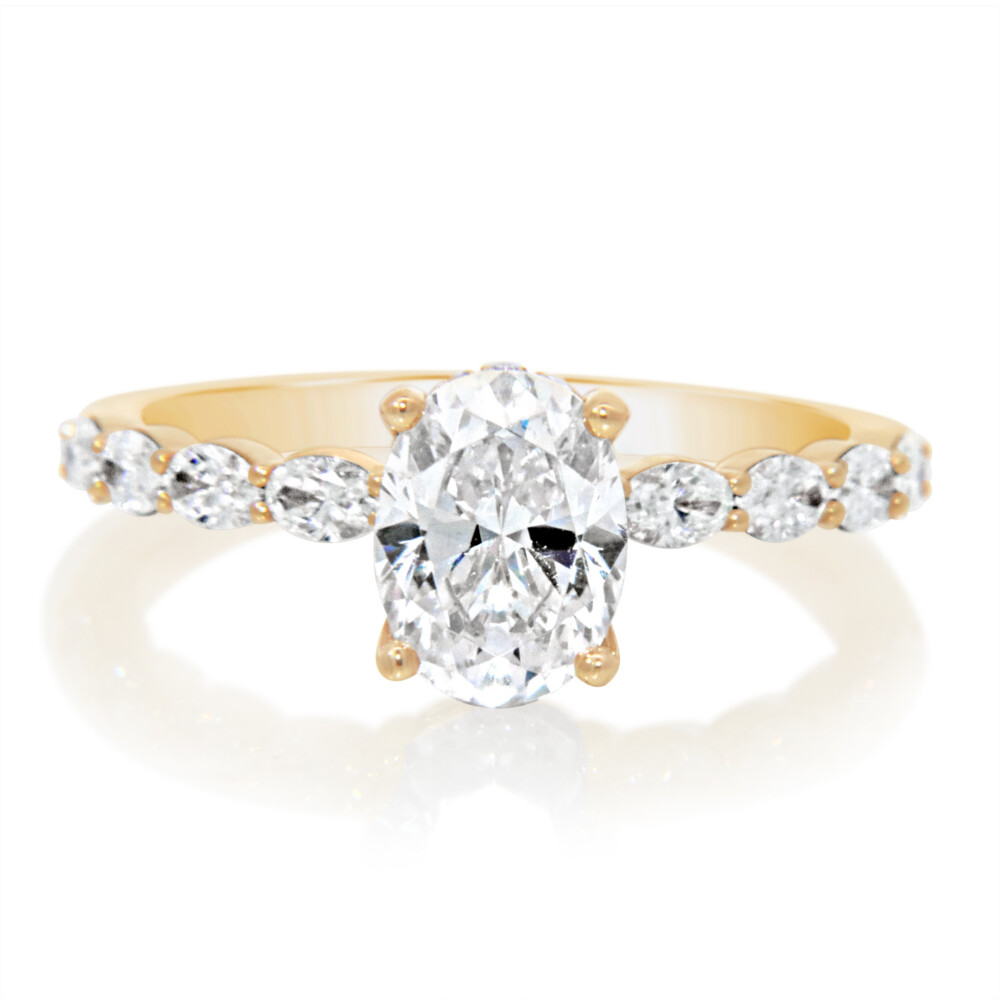 Oval Shank Hidden Halo Engagement Ring