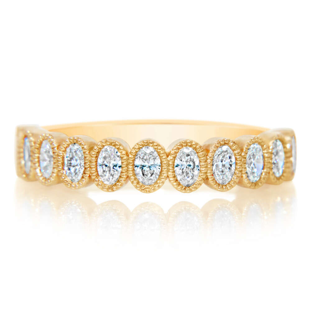 Milgrain Edge Oval Diamond Ring