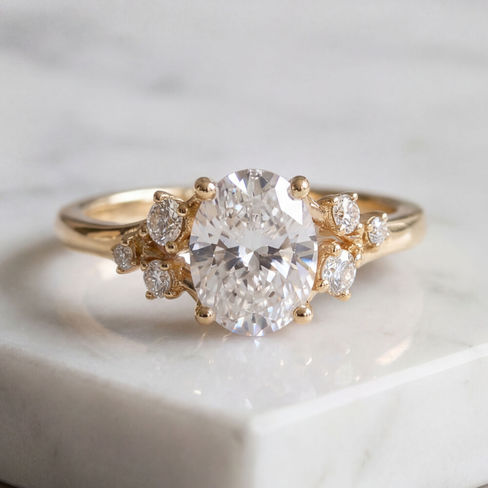 Diamond Constellation Cluster Engagement Ring