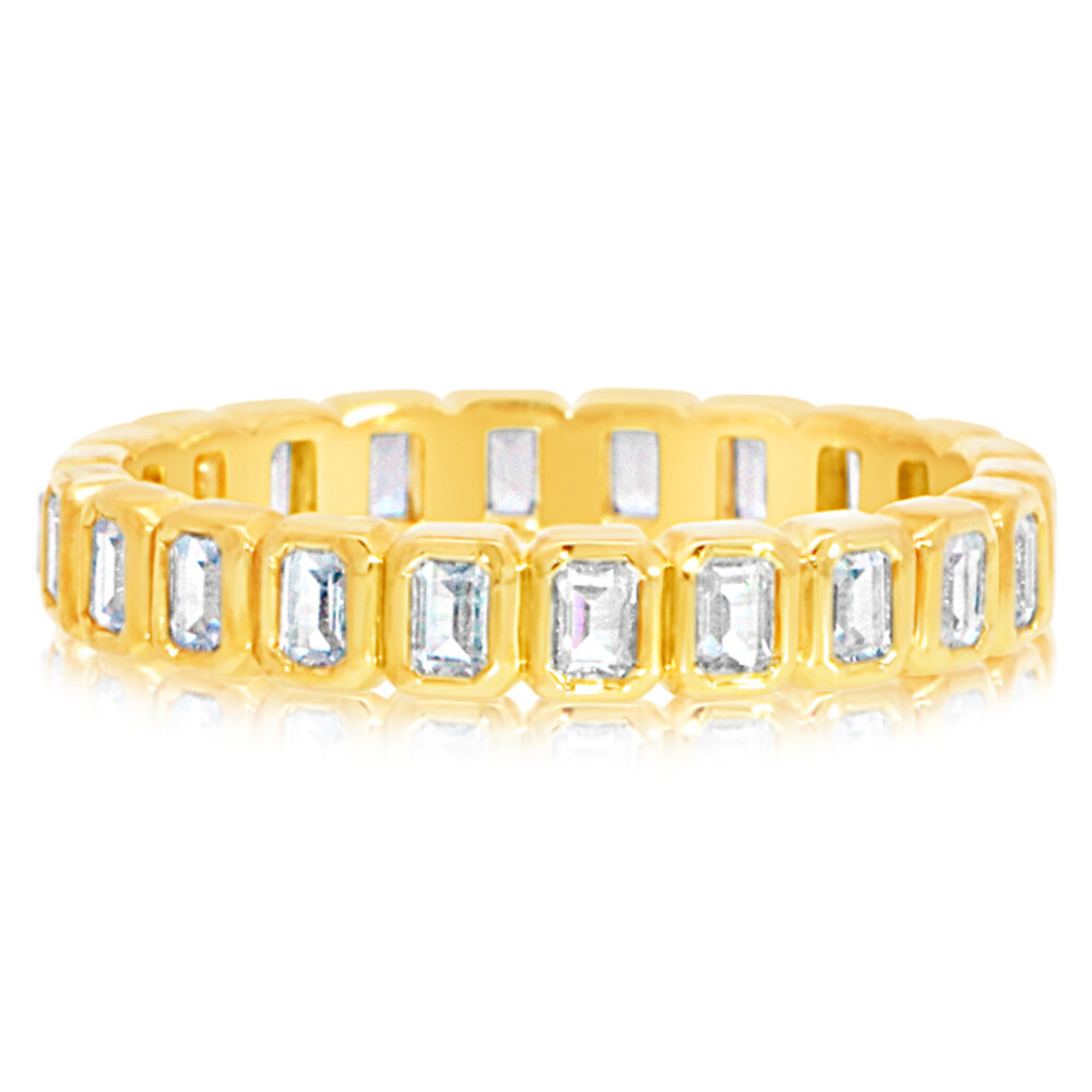 Emerald Cut Bezel Eternity Band