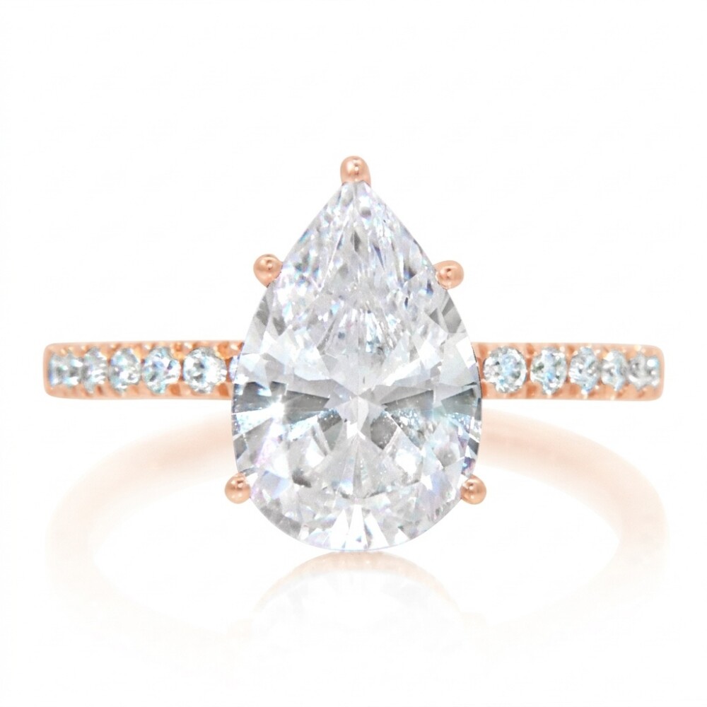 Pear Diamond Hidden Halo Engagement Ring