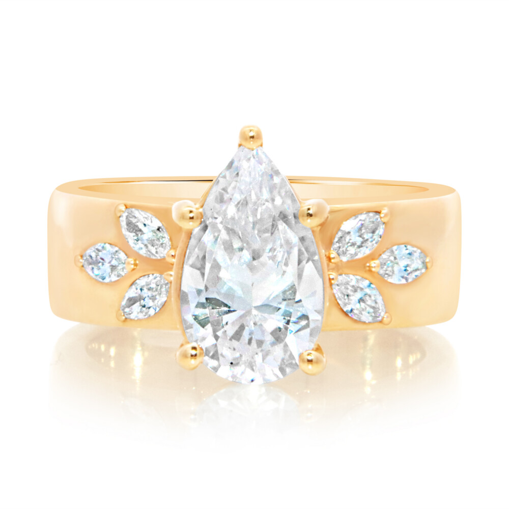 Marquise Petal Burnished Diamond Shank
