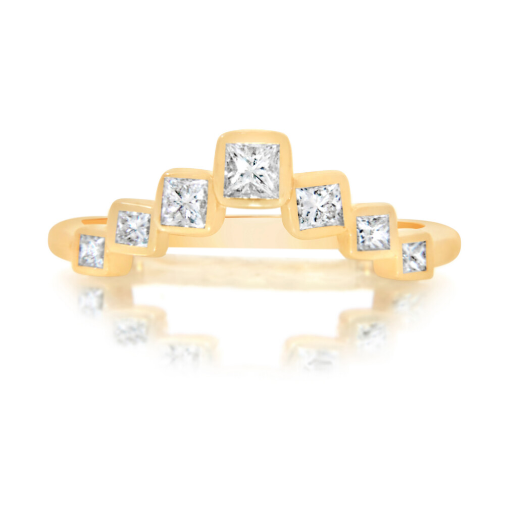 Princess Diamond Bezel Curved Band