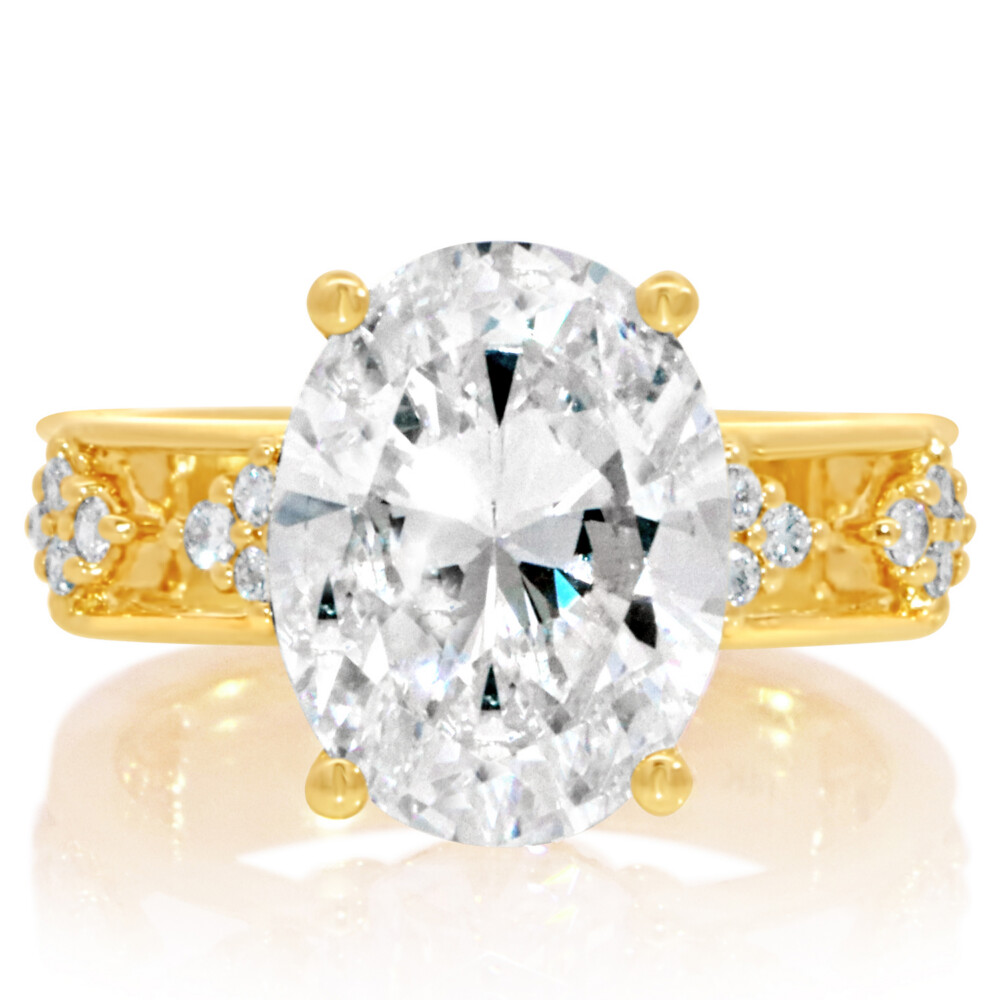 Station Cluster Wide Shank Engagement Ring