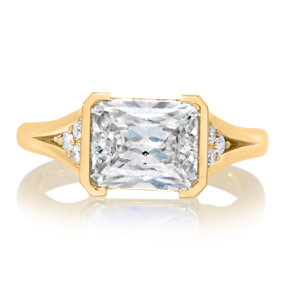 Bezel Marquise Station Shank Engagement Ring