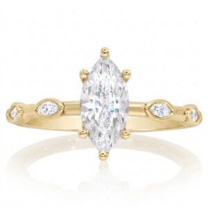 Bezel Marquise Station Shank Engagement Ring